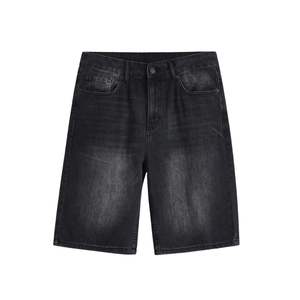 Noir lavé taille haute hommes décontracté coton été Streetwear coupe droite élégant confortable Denim Shorts - Product Image 4