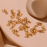 Venta al por Mayor de Joyería para Hacer Collares, Dijes de Letras Iniciales de Acero Inoxidable con Baño de Oro de 18k, Estilo Burbuja