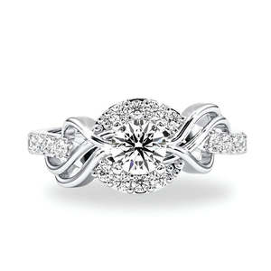 Bague solitaire Zarkan en argent sterling 925, design racine d'amour, bague de fiançailles avec diamant - Product Image 1
