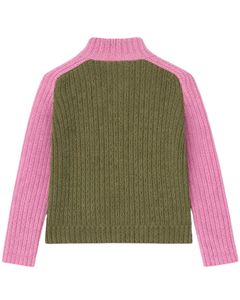 Cárdigan de Punto Acanalado con Cierre para Mujer, Cuello Alto, Manga Larga, Algodón Suave, Cálido, Informal, para Invierno, Color Rosa y Verde Oliva - Product Image 6