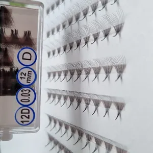 12D Fan Eyelashes Warranty Policy Semi-Hand Made Using forprofessioal Different Colors Packaging Tray Made in Vietnam