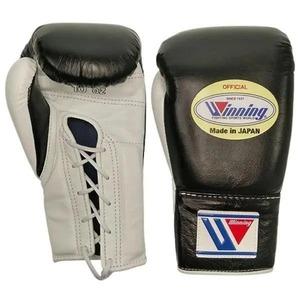 Gants à lacets authentiques et neufs Gants de boxe professionnels noirs et blancs fabriqués au Japon avec logo personnalisé - Product Image 2