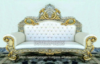 Luxueux ensemble de canapé causeuse noir pour grands mariages Royaume-Uni Grand mariage étapes teck meubles de canapé en bois Chaise en cuir véritable