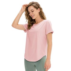 เสื้อยืดคอกลมรัดรูปสำหรับโยคะ สกรีนโลโก้ได้ เสื้อยืดผู้หญิงขายดีช่วงซัมเมอร์ แห้งเร็ว แขนสั้น - Product Image 6