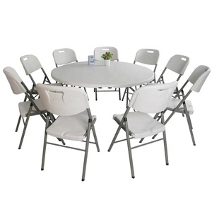 Mesas plegables redondas de HDPE de alta calidad <span class=keywords><strong>para</strong></span> restaurante, cena, evento, fiesta, matrimonio, mesa plegable de plástico portátil redonda blanca - Product Image 5