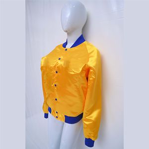 Chaqueta Bomber de Satén de Poliéster para Mujer, Cierre Completo, Estilo Urbano, Informal, Lisa, Teñida, de Punto, Impermeable, Transpirable, de Algodón - Product Image 3