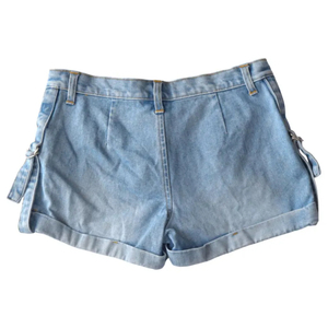 Pantalones cortos de mezclilla de tiro bajo para mujer de Color azul de algodón 100% personalizados de alta calidad superior con estilo recto, pantalones cortos - Product Image 2