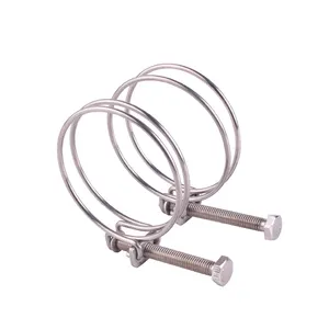 Hot Sale 16mm To 60mm Stainless Steel / Galvanized Double Wire Hose Clamp