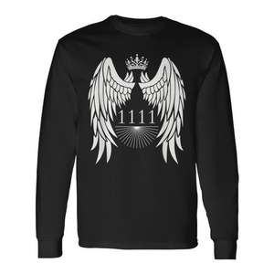 Maglietta a Maniche Lunghe con Numero Angelico 1111, Design Spirituale Unisex, Stampa Digitale, Regalo per la Chiesa - Product Image 1