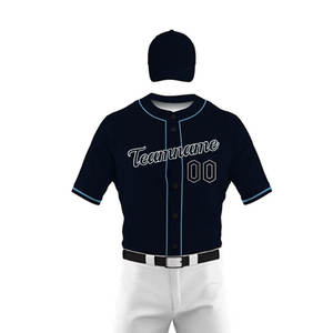 Conjunto de Uniforme de Béisbol para Hombre, Jersey Azul Marino, Pantalones Blancos con Bordado de Nombre y Número del Equipo, Poliéster que Absorbe la Humedad - Product Image 3