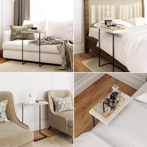 Table d'appoint en forme de C en nacre fabriquée à la main avec cadre en métal tables d'appoint modernes en gros de l'usine du Vietnam - Product Image 6