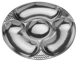 Plat de service de fruits secs Mariage et restaurant Dîner Plats de service 5 sections Forme ronde Métal Aluminium Plat de service Table - Product Image 1