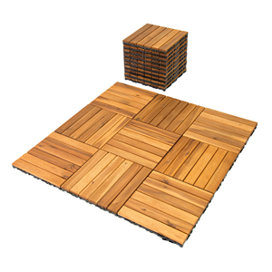 Carreaux de terrasse à emboîtement 12 "x 12" x 0.94 ''- 6 lattes carreaux de sol en bois d'acacia naturel. 10 pièces dans une boîte marque Fresgar - Product Image 1