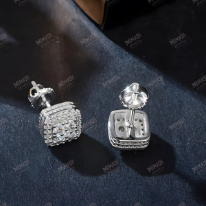 Stunning Square <b>Halo</b> Diamond Stud <b>Earrings</b> A Dazzling Display of Brilliance, Elegance, and Timeless Luxury - Product Image 2