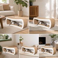 Grattoir à chat moderne de luxe 2 en 1 pour l'intérieur &amp;   Plateau avec hauteur réglable en bois