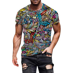 Camisetas de punto formales de manga corta con cuello redondo para hombre de alta calidad, diseños de sublimación 3D personalizados, sólidos, 200 gramos - Product Image 2