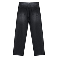 Jean noir décontracté à rayures latérales assorties, coupe ample et jambe large pour homme