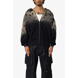 Sudadera con Capucha de Manga Larga Personalizada de Alta Calidad, Estilo Vintage, Teñida, Desgastada, con Estampado - Product Image 1