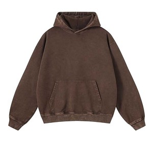 Sudadera con capucha unisex de lavado ácido de peso pesado diseño vintage de gran tamaño con técnica bordada para hombres y mujeres - Product Image 3