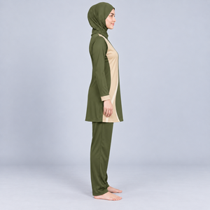 Modest Sportswear Long Sleeve High Cut 3 Piece Burkini Set <b>Hijab</b> Women Quick Dry Customized Logo Modest 3 Piece Burkini Set - Product Image 6