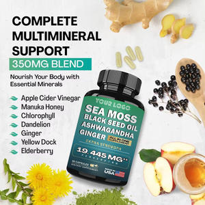 Suplemen Herbal minyak biji hitam jahe Ashwagandha lumut laut organik kapsul detoks alami & dukungan anti-inflamasi <span class=keywords><strong>60</strong></span> buah - Product Image 4