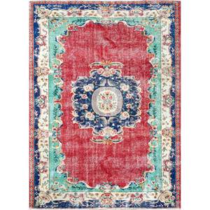 Tapis en laine vintage noué à la main Pae-2048, motif médaillon rectangulaire, pour couloir, salon, maison, tapis Jaipur US - Product Image 1