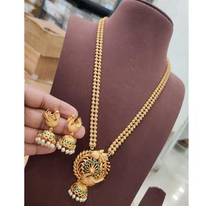 Conjunto de collar de templo chapado en oro de diseño exclusivo polaco antiguo de alta calidad con pendientes para boda para mujer - Product Image 1