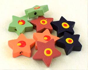 ลูกปัดไม้รูปดาวสีสันสดใสขนาด20มม. ลูกปัดไม้รูปทรงและขนาดขนาดสั่งทำ - Product Image 1