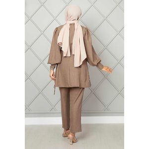 Side Tie 2-Piece Casual Club Shorts Set Summer Loose Fit por encima de la rodilla Tops con Skinny Short Bottoms Latte Color - Product Image 4