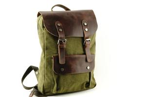 Leather Canvas Backpack Luxury Style Lightweight Eco-Friendly <b>Large</b> Capacity Travel School Laptop <b>Rucksack</b> Model LCBP-0158 - Product Image 2