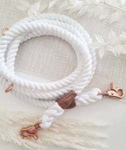 Correa de algodón blanca para perros, manos libres - Product Image 3