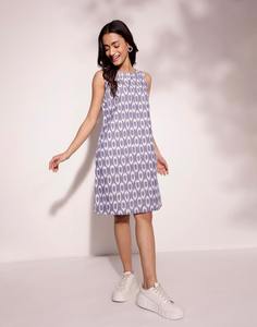 Robe bohème en coton biologique faite à la main pour femmes, tenue d'été décontractée imprimée Ikat à la mode avec taille naturelle pour cadeau de Saint-Valentin - Product Image 2