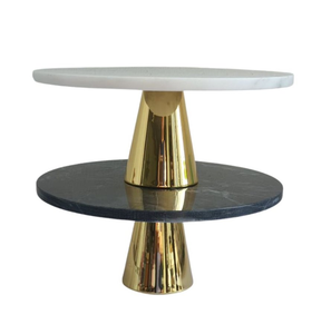 Soporte de pastel de mármol del fabricante, artesanías de piedra negra, fiestas de boda, artículo de decoración de repostería redondo usado - Product Image 3