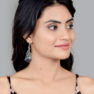 4.3 cm bohème boucles d'oreilles 100% naturel Labradorite ovale cabine 925 argent Sterling 6.36 Gms bijoux de mariage à la mode pour - Product Image 5