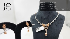 ชุดสร้อยคอเพชรโรสโกลด์ ไวท์โกลด์ 14K ประดับเพชรทรงกลมเจียระไนแบบบริลเลียนท์ ดีไซน์หรูหราสไตล์ชาติพันธุ์ สำหรับงานแต่งงานและวันครบรอบ - Product Image 2