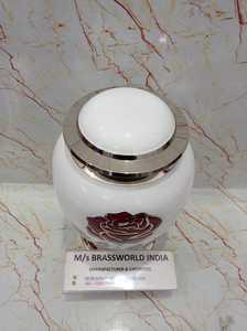 Solid Brass <b>Large</b> Metal <b>Urn</b> for Adult Ashes White Rose Green Leaves Hand-Engraved Cremation <b>Urn</b> Solid Brass Hand-Engraved - Product Image 4