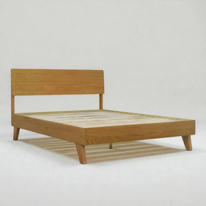 Cadre de lit en bois massif en chêne, fabrication OEM/ODM, vente en gros au Vietnam, avec tête de lit, taille Queen ou King, prix direct d'usine - Product Image 1