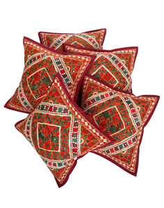 Shop มือเย็บวินเทจเย็บปักถักร้อยกระจกทำงานศิลปะโบฮีเมียนผ้าฝ้ายผ้าประเพณีอินเดียเบาะครอบคลุม - Product Image 4