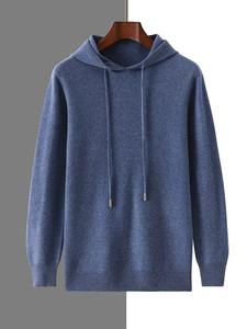2024 Otoño Invierno nuevo suéter de Cachemira para hombre 100% de lana con capucha cuello de punto suéter de negocios Casual de manga larga sudadera deportiva - Product Image 5
