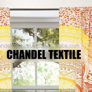 Ombre Mandala Handmade Valences 2PC Cotton Door <b>Curtains</b> Set Door Hanging Window Voile Door <b>Curtain</b> Decorative Ethnic Ombre Art - Product Image 2