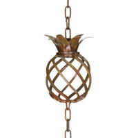 Chaîne de pluie en métal couleur cuivre, design poisson, pour gouttière, décoration de jardin et d'extérieur, ornements suspendus
