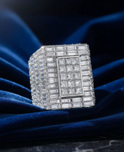 Iced Out Emerald Cut Moissanite Diamond 925 Sterling Silver Square Hip Hop Luxury <b>Statement</b> <b>Ring</b> For Unisex Wear - Product Image 6