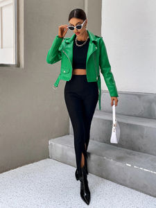 Precio barato FactoryNnew llegada chaqueta de cuero de las mujeres personalizado a granel cantidad genuina PU chaqueta de cuero para las mujeres - Product Image 3