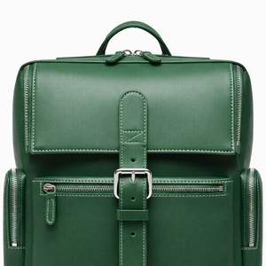 Retro Style Genuine Leather Backpack Flap Closure Casual School and Office Bag - Product Image 2