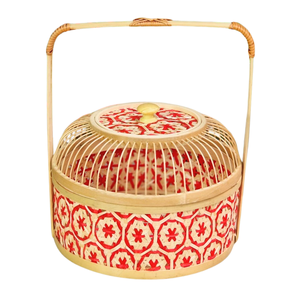 CESTA DE REGALO DE BAMBÚ decorativa, cesta de regalo con patrón, perfecta para bodas, cumpleaños y ocasiones festivas, cesta para embalaje de regalo - Product Image 1