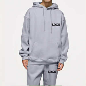 Survêtement uni 100% coton pour hommes, plusieurs couleurs brodées, coupe ample, prix bon marché pour l'hiver - Product Image 4