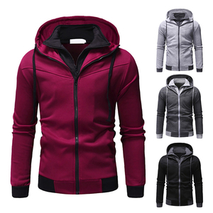 High Quality Soft <b>Thermal</b> Hoodies <b>for</b> Plus-Size <b>Men</b> Long Sleeve Full Zip Styles <b>for</b> Outdoor Wear in Winter Plain Dyed - Product Image 1