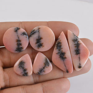 Opales roses ovales cabochonnées, pierres précieuses naturelles certifiées par un tiers, en vrac pour la fabrication de bijoux, opalescentes du Rajasthan - Product Image 3