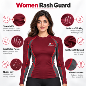 Lightweight <b>Women</b> <b>Rash</b> <b>Guard</b> With Breathable Knit Material Flexible Seams And Comfortable Construction <b>For</b> Outdoor Activities - Product Image 6