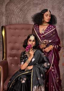 ผ้าส่าหรีสำหรับเด็กผู้หญิง ผ้าซาตินแท้ ทอมือ ลายปิชไว คันธ์กาล่า อะซิเตท - Product Image 6